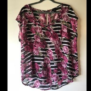 Torrid Button Back Striped Floral Dolman